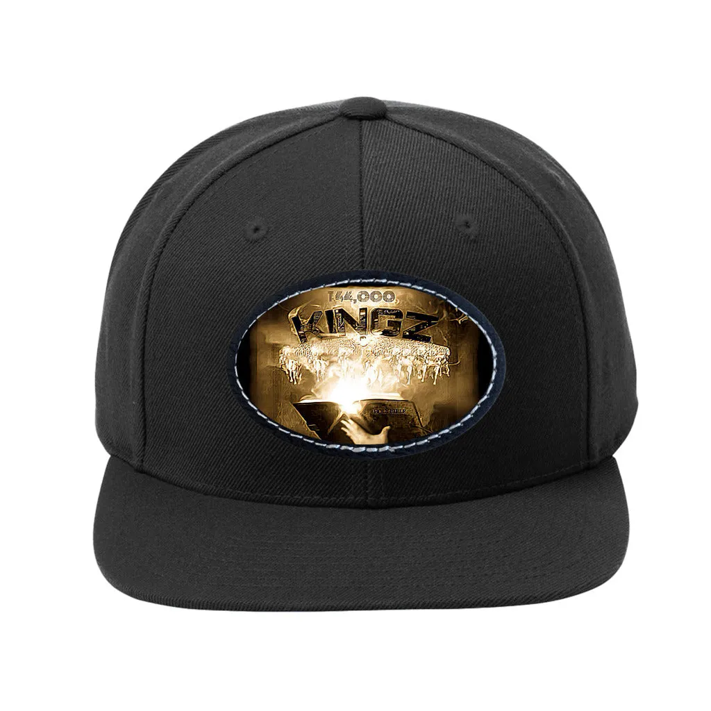 144,000 KINGZ 01-02 Designer Sport-Tek Yupoong Flat Brim Baseball Cap with Oval Leather Patch