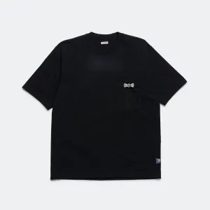 16/-Dense Jersey Butterfly Concho Pocket T - Black