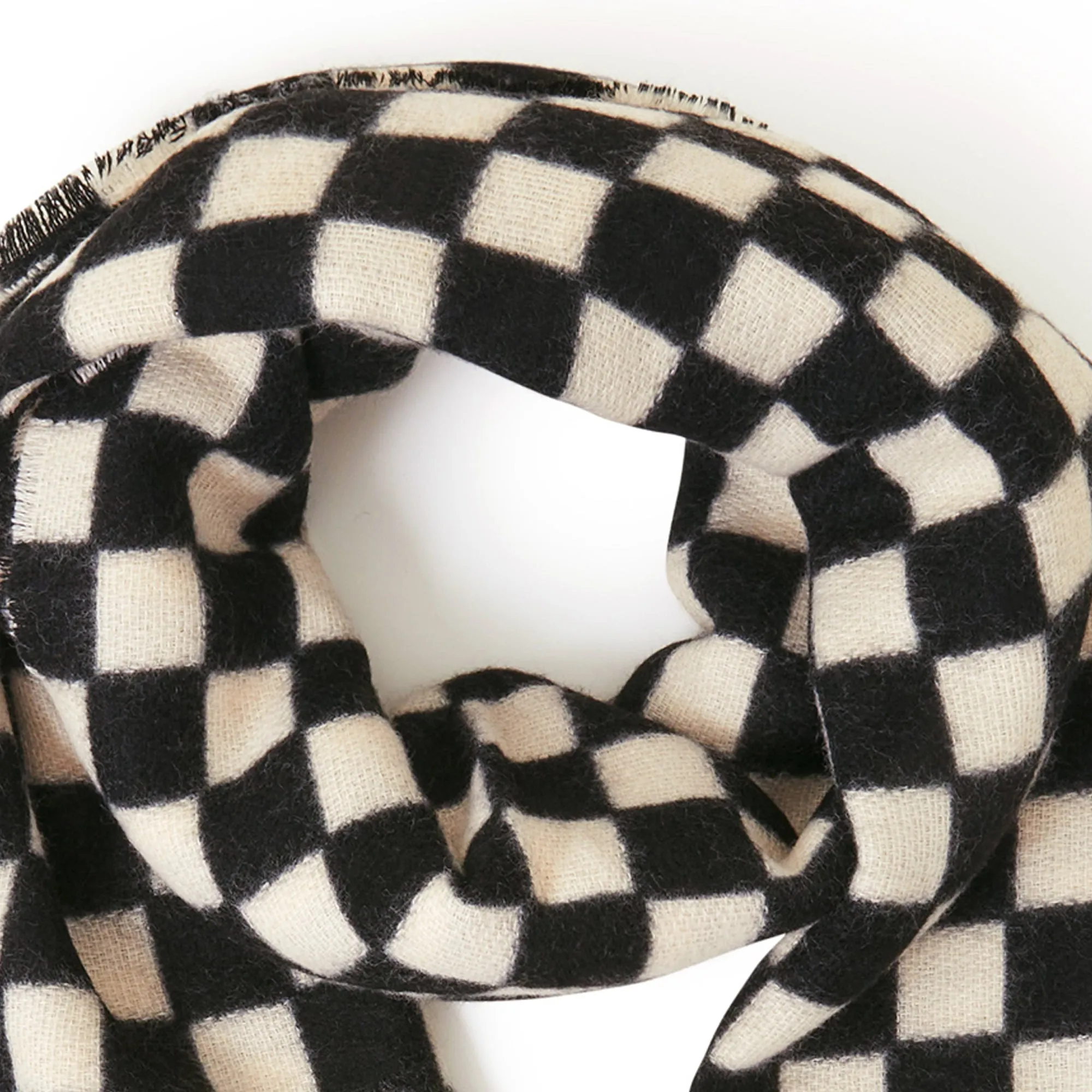 Accessorize London Women's Black Monochrome Checkerboard Blanket Scarf