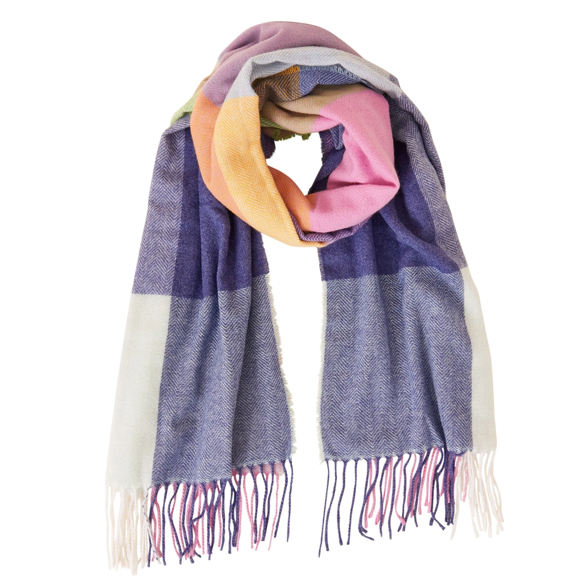 Accessorize London Women's Colourblock Square Check Blanket Scarf