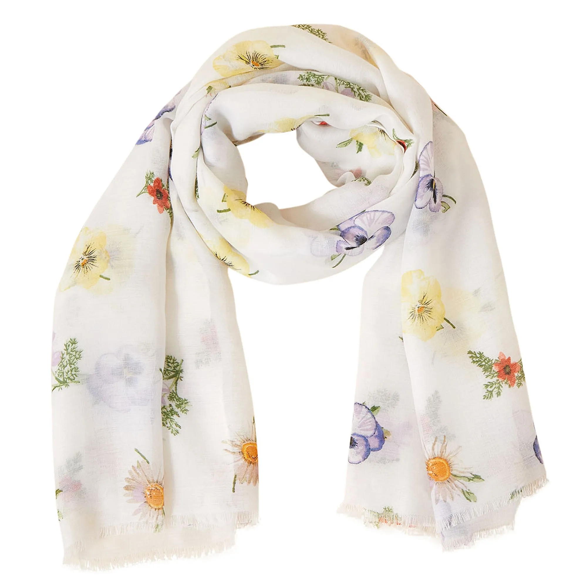 Accessorize London Women's White Wildflower Printed Scarf