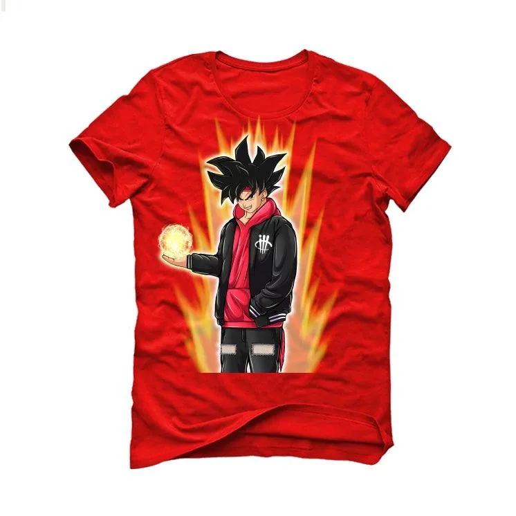 Air Jordan 13 Flint Red 2021 Red T-Shirt (Goku power up)