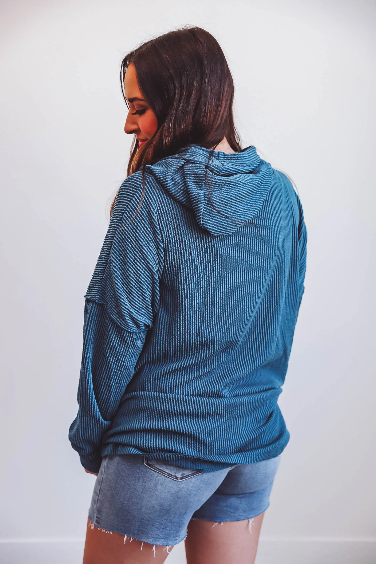 Annie Corded Hoodie-Teal