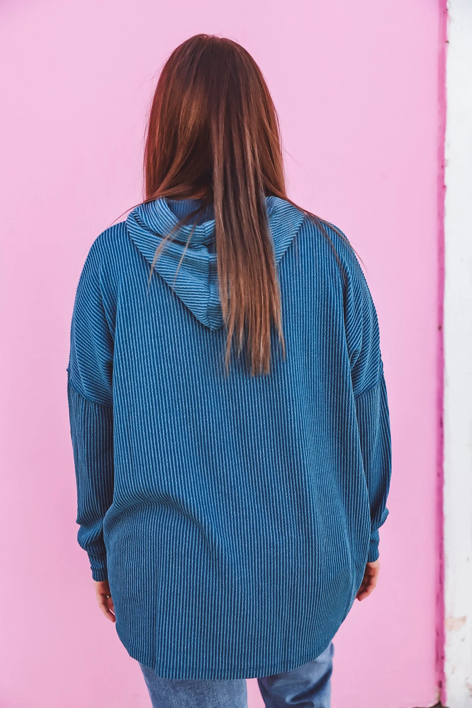 Annie Corded Hoodie-Teal