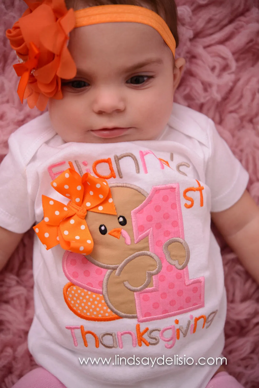 Baby Girl First Thanksgiving Bodysuit or Shirt Personalized with Name