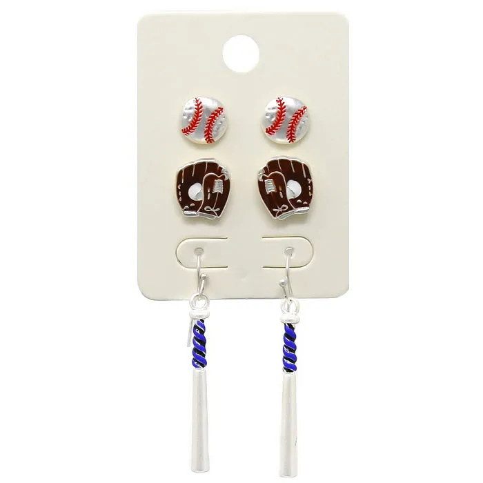 Baseball Enamel Earring Set