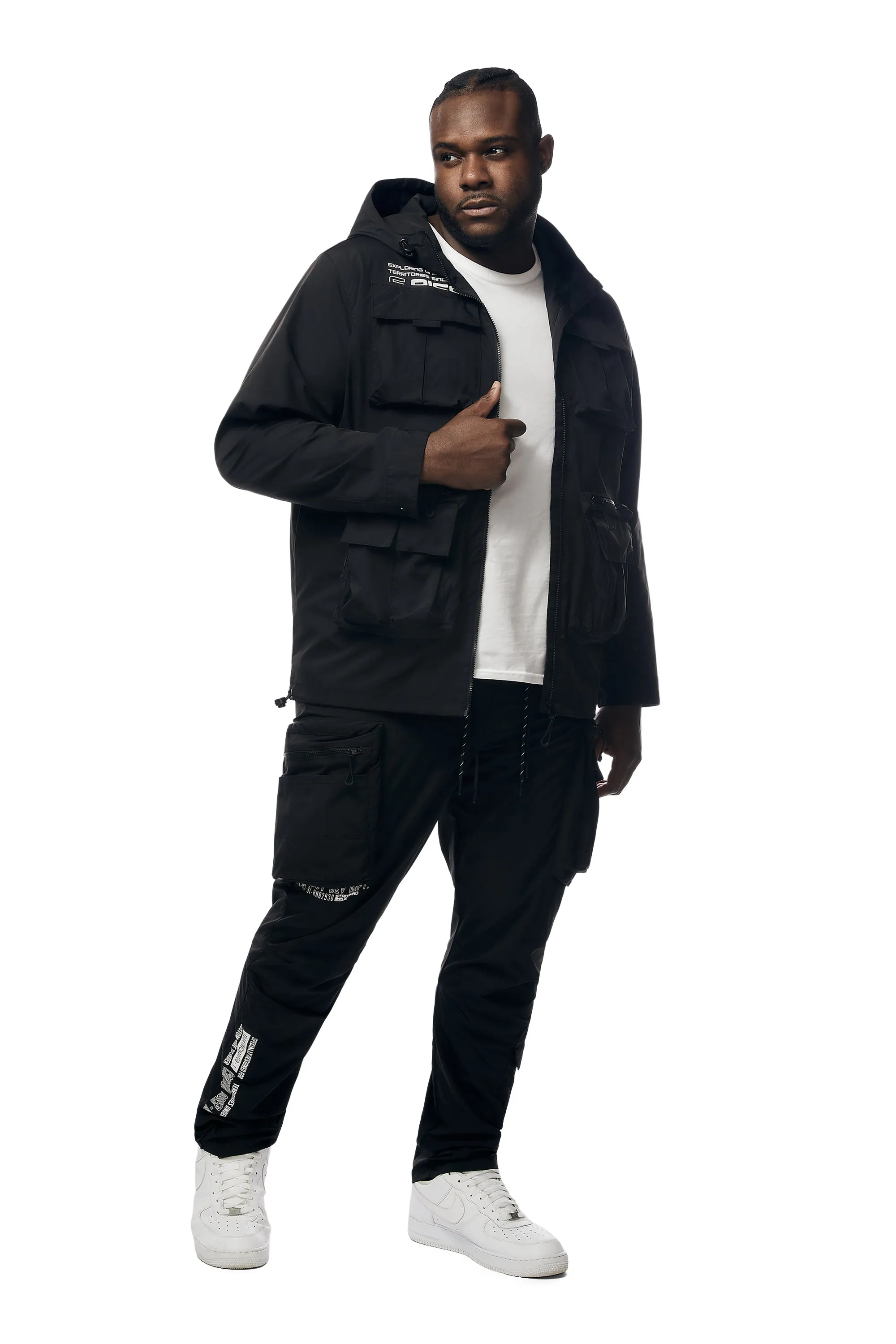 Big and Tall - Windbreaker Utility Jacket - Black