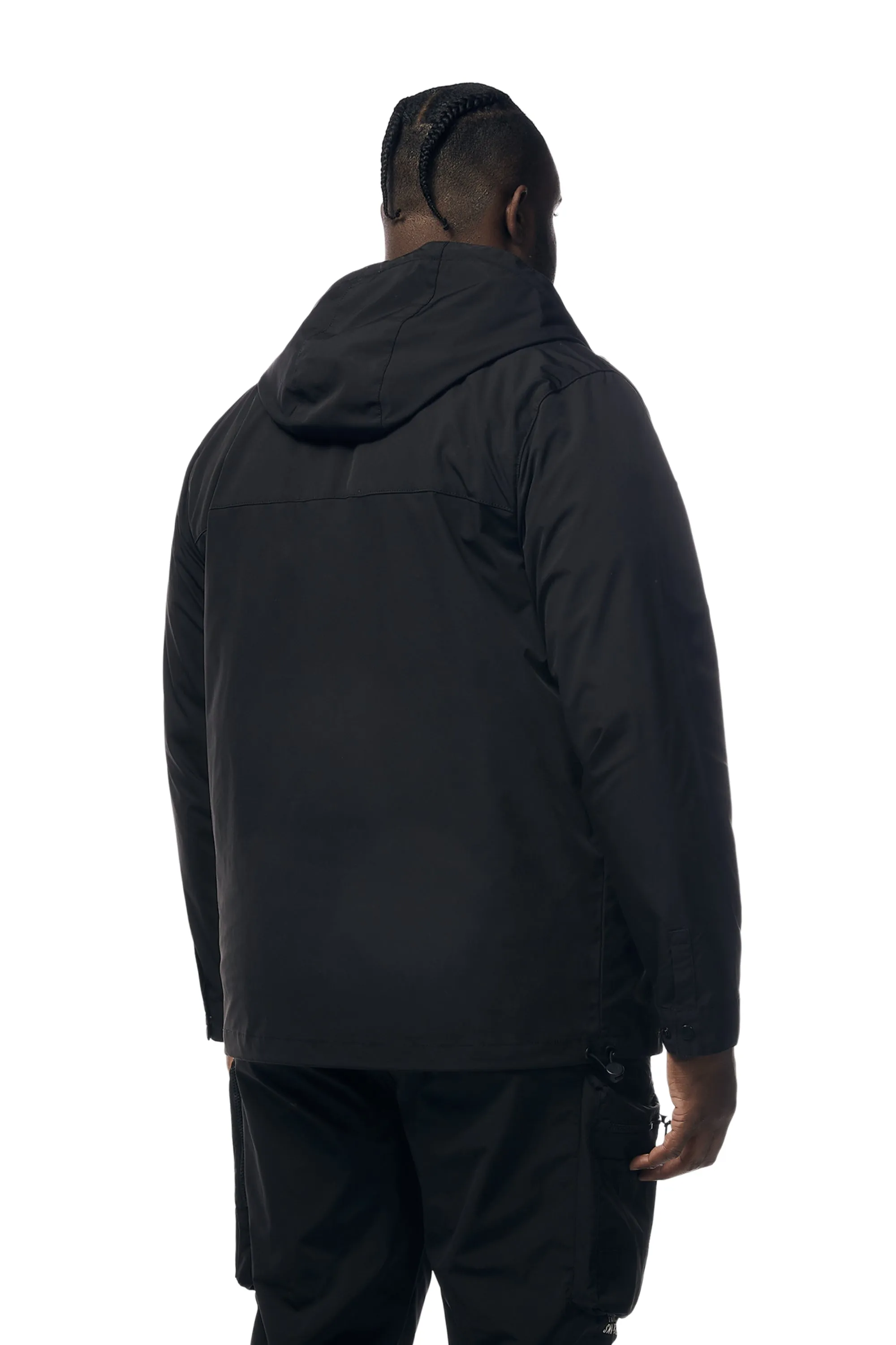 Big and Tall - Windbreaker Utility Jacket - Black