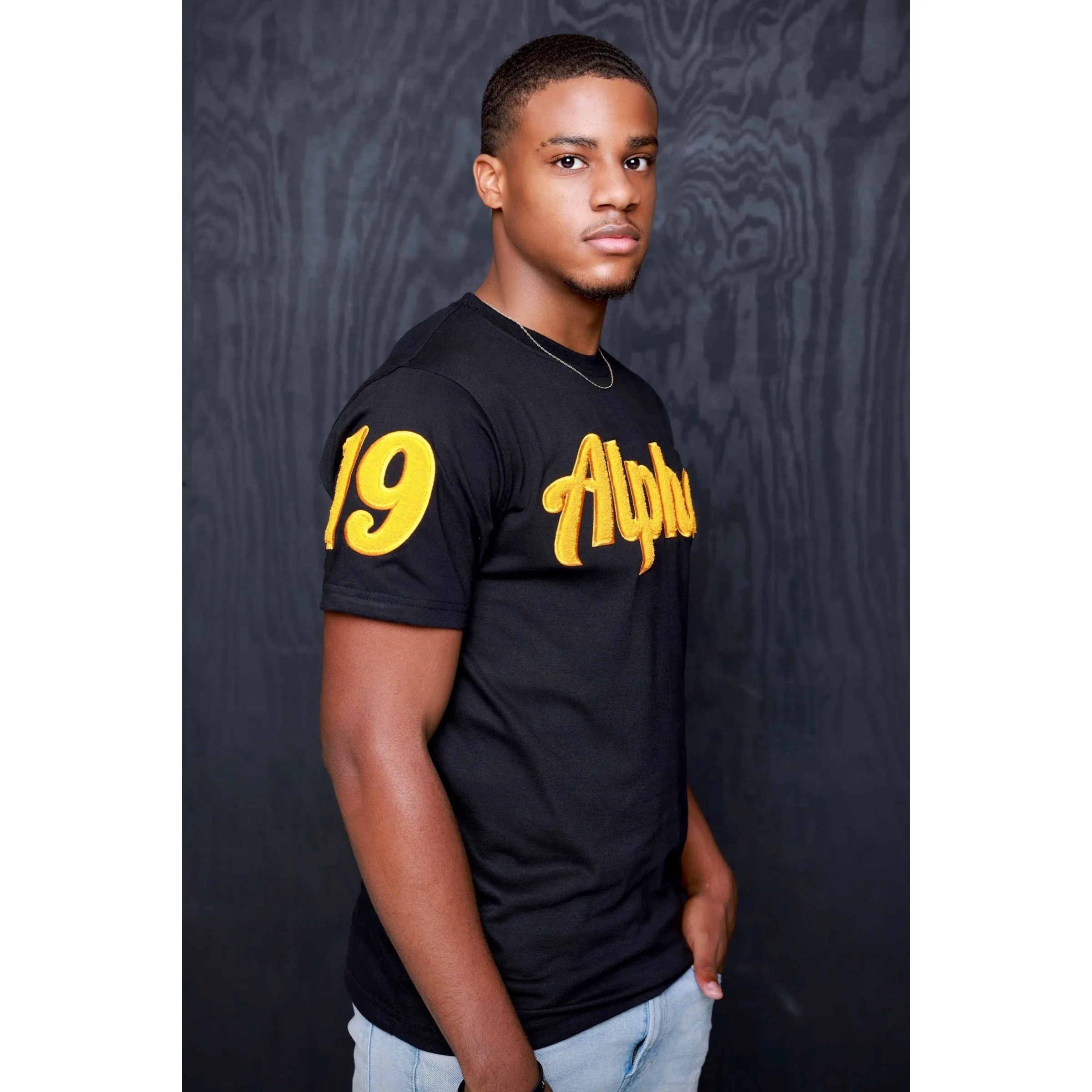 Black/Gold Alpha 19/06 Chenille Tee