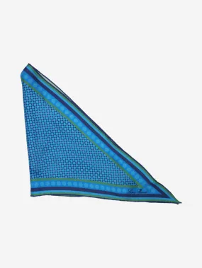 Blue silk printed triangle scarf