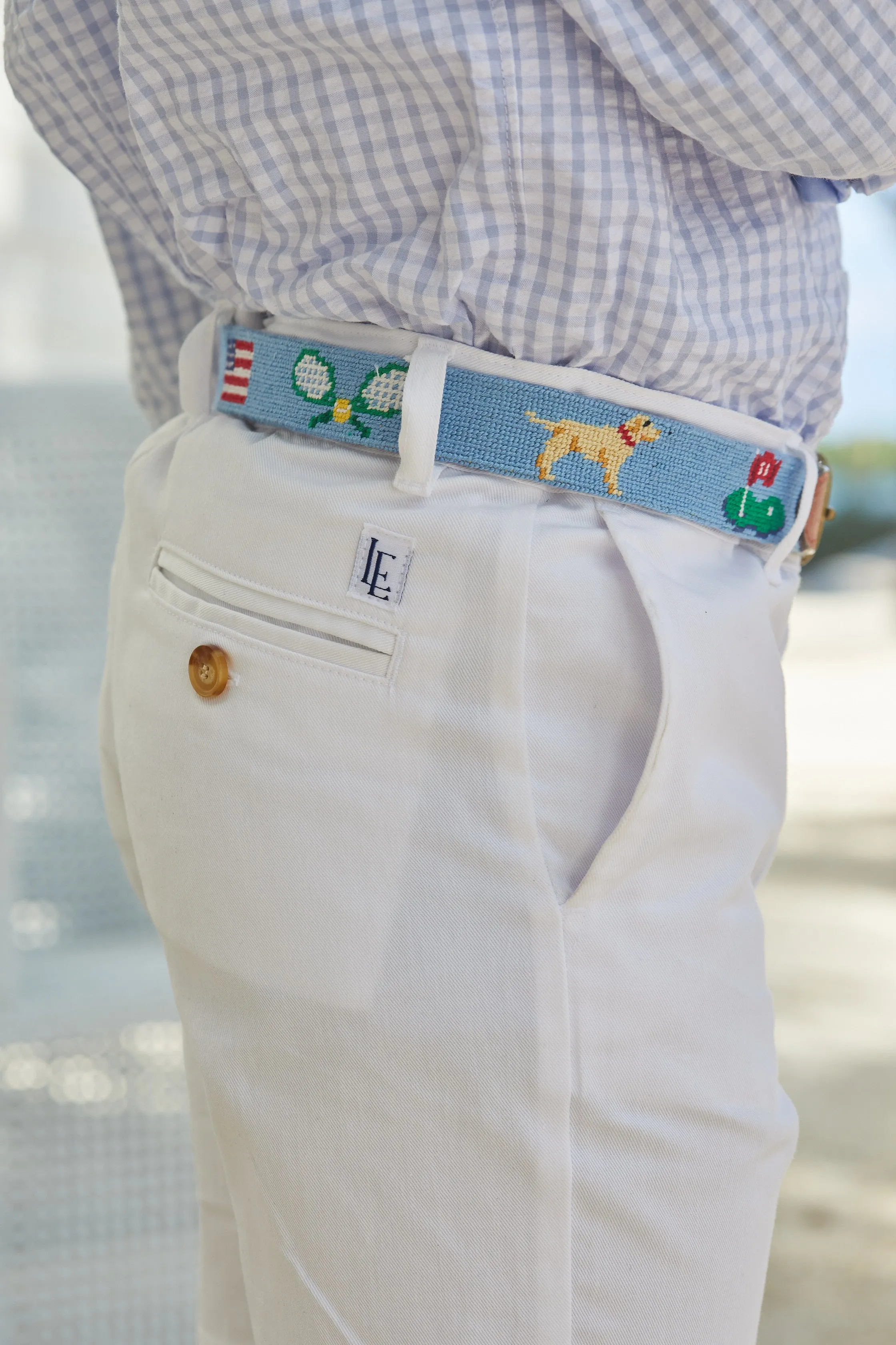 Boy's Needlepoint Belt - Light Blue