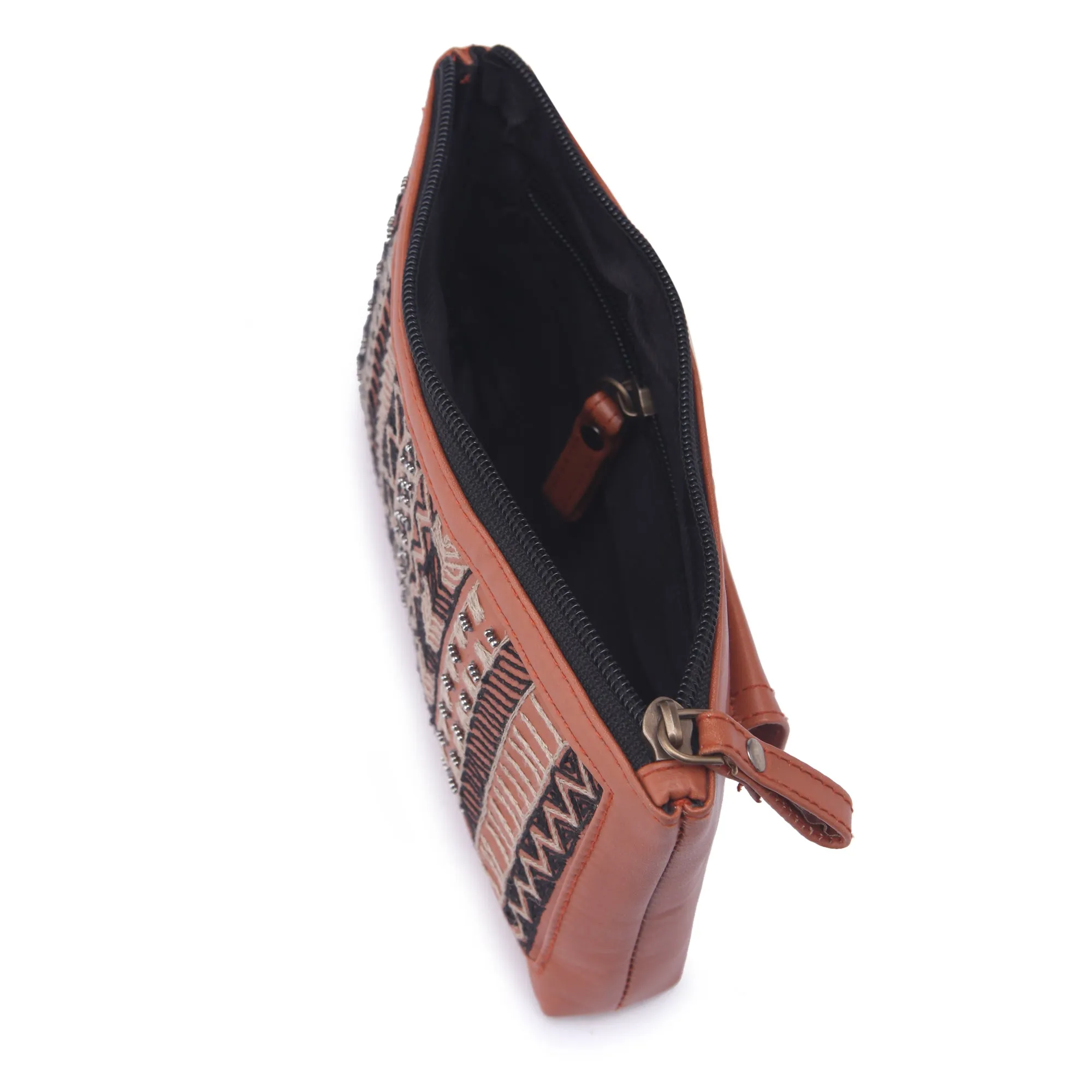 Brown Dhaka Hand Embroidered Waist Belt Bag