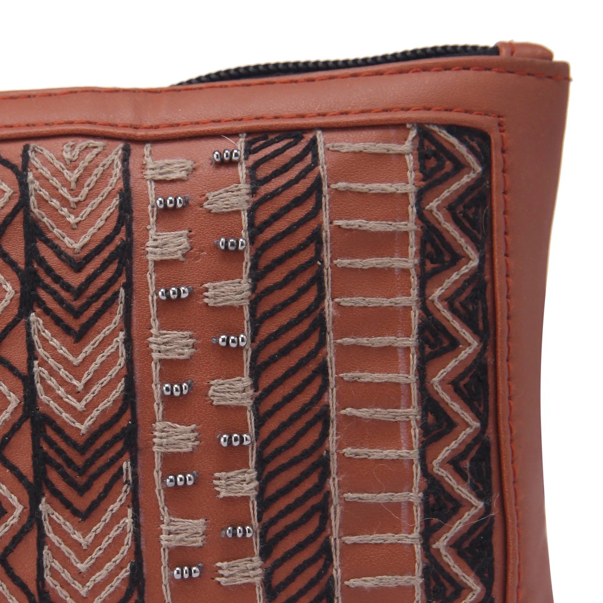 Brown Dhaka Hand Embroidered Waist Belt Bag