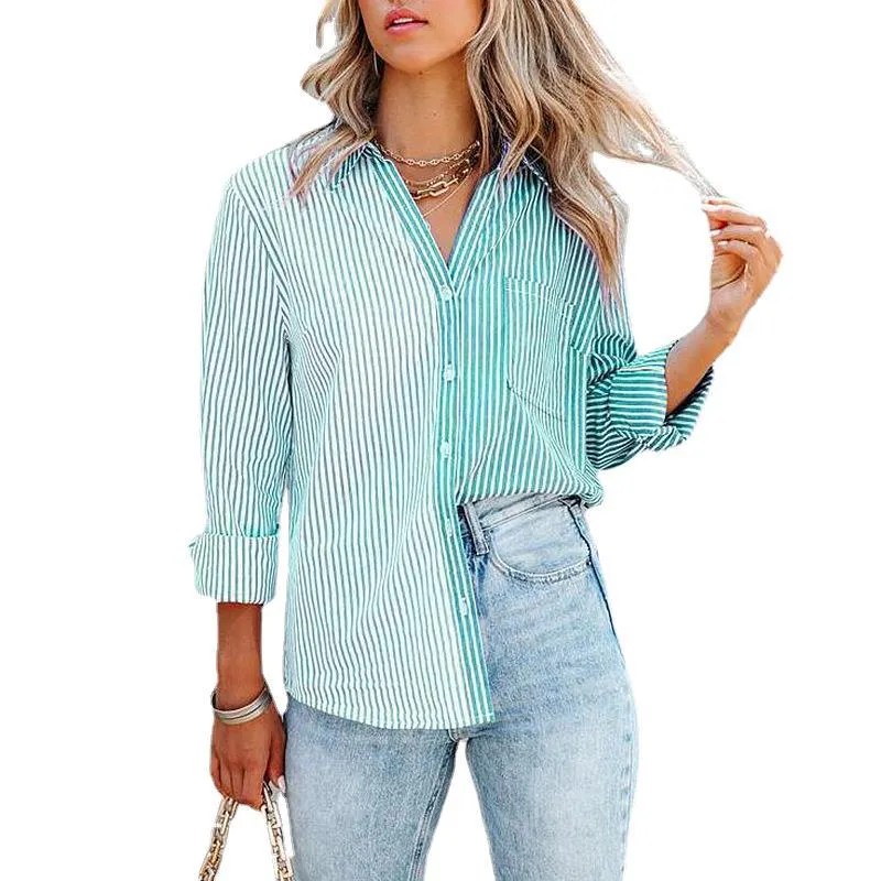 Button Down Vertical Striped Shirt with Breast Pockets