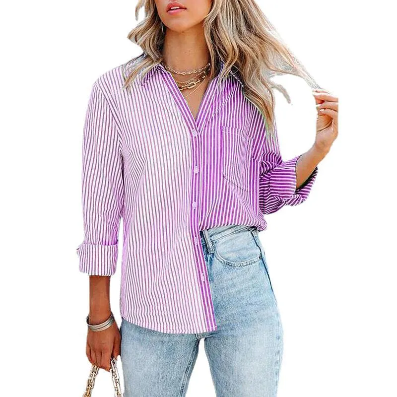 Button Down Vertical Striped Shirt with Breast Pockets