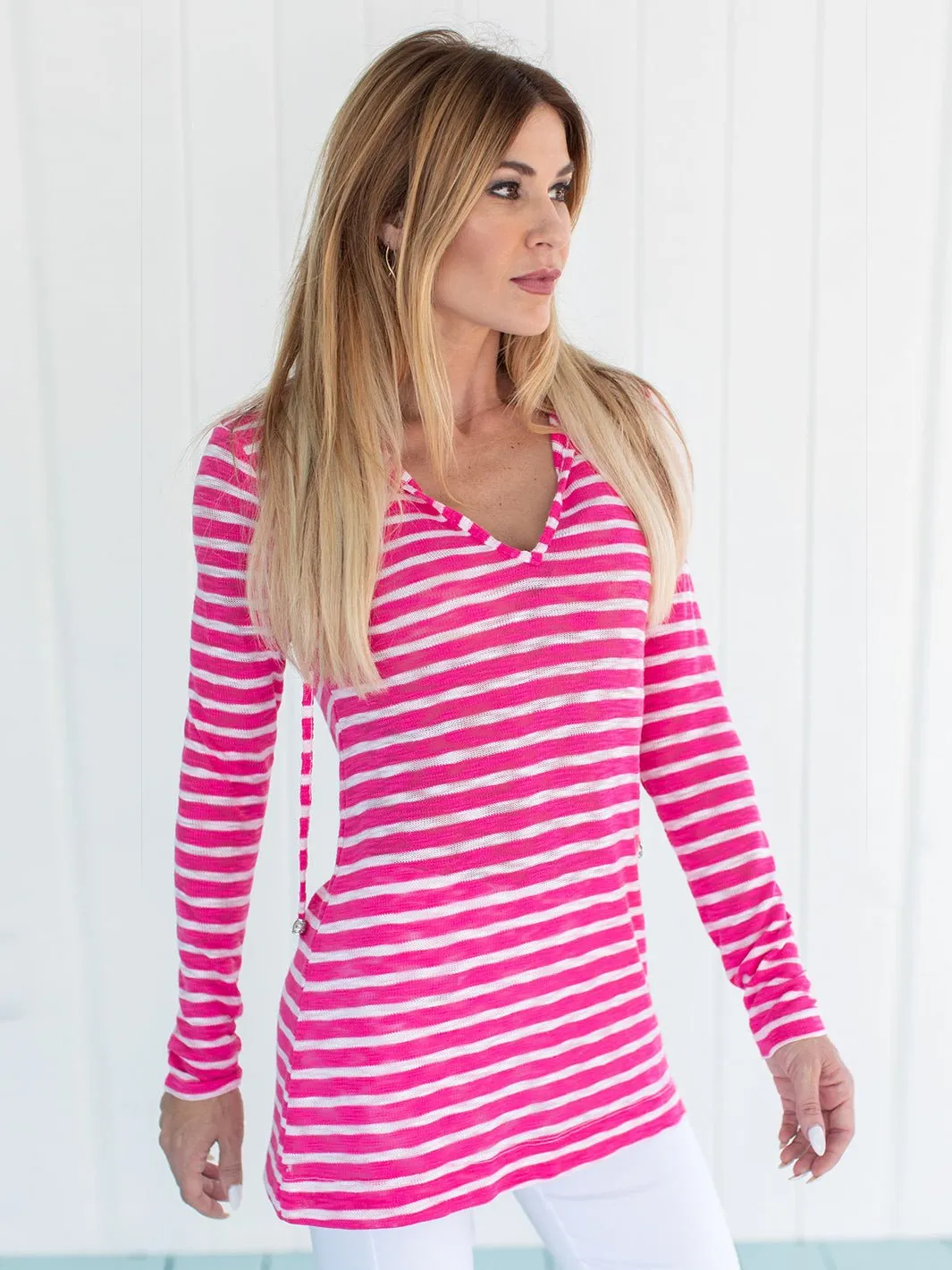 Cabana Hooded Cover Up Fuchsia