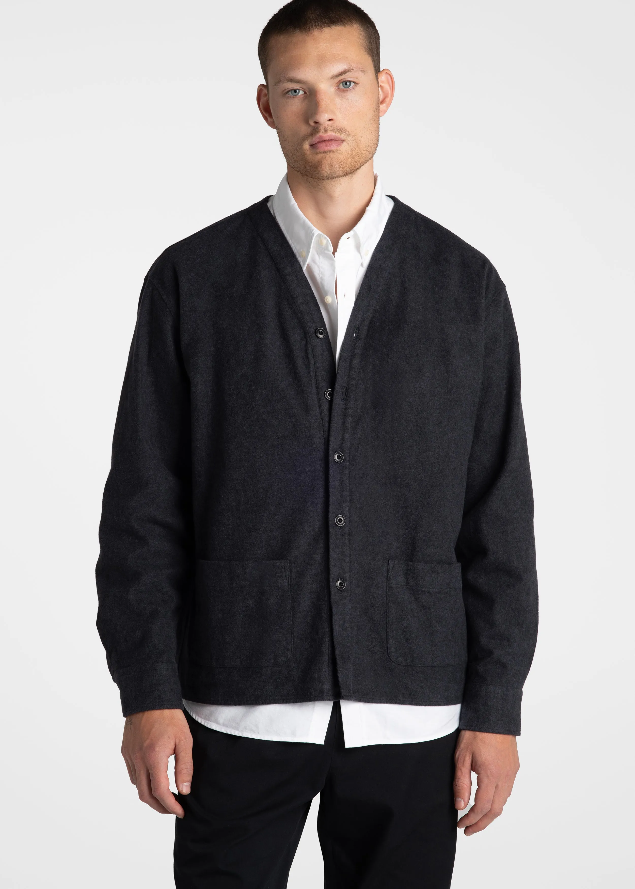 Cardigan Shirt - Dark Grey Melange