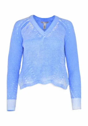 DISTRESSED SCALLOPED SWEATER (GLACIER) - AUTUMN CASHMERE