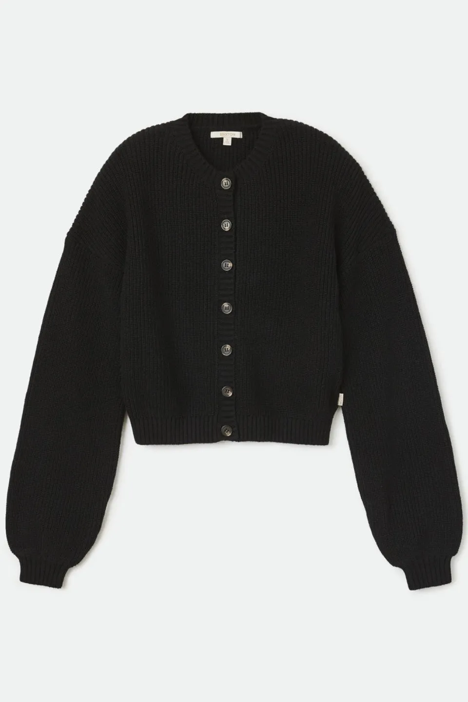 Domino Button Front Black Cardigan