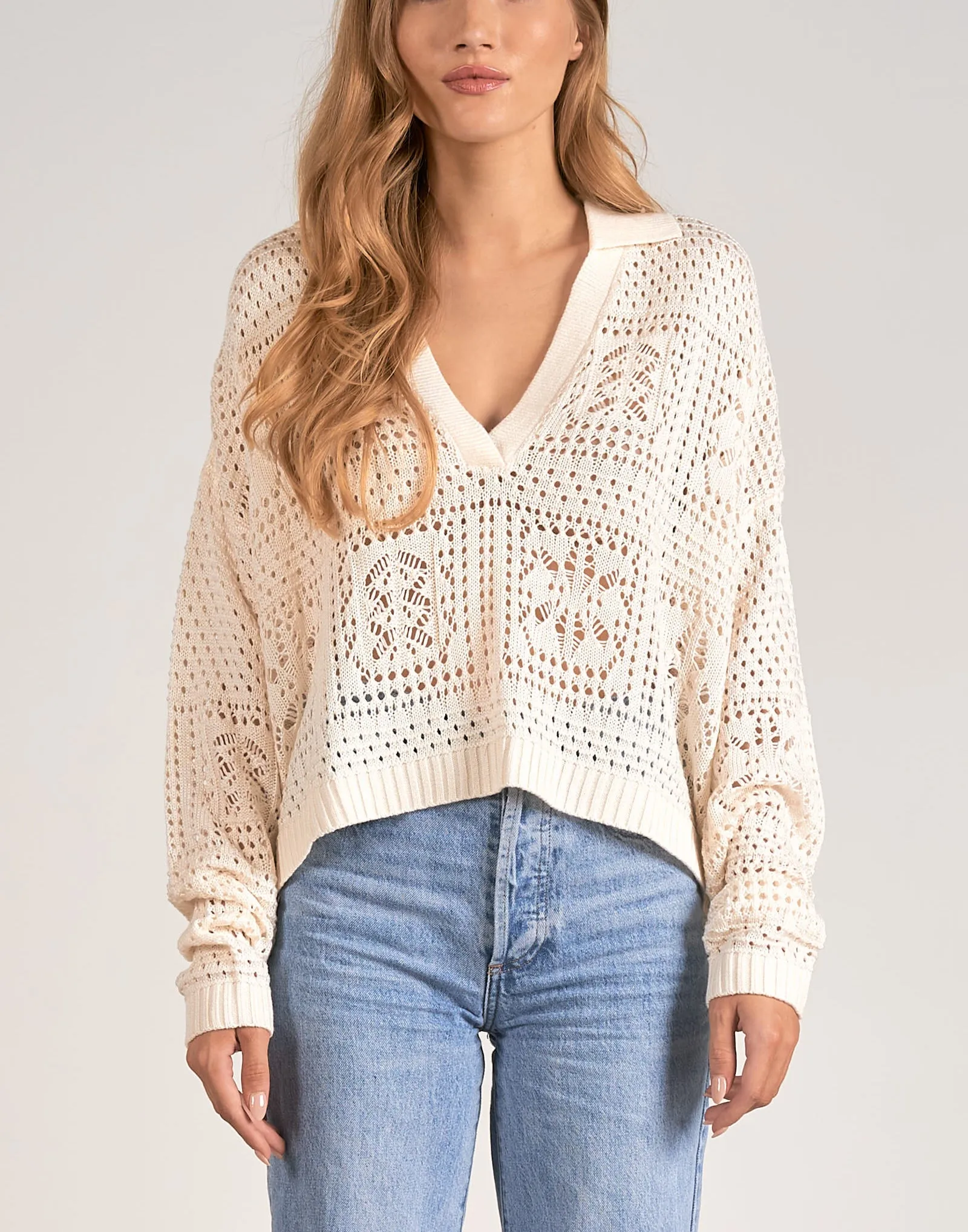 Elan Knit Open Collar Sweater