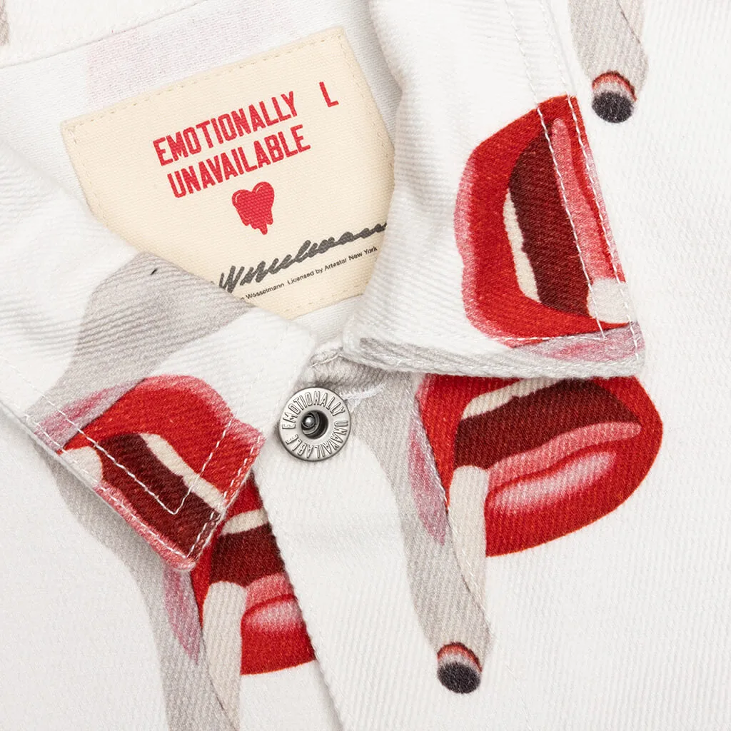 Emotionally Unavailable x Tom Wesselmann Smoking Lips Jacket - White