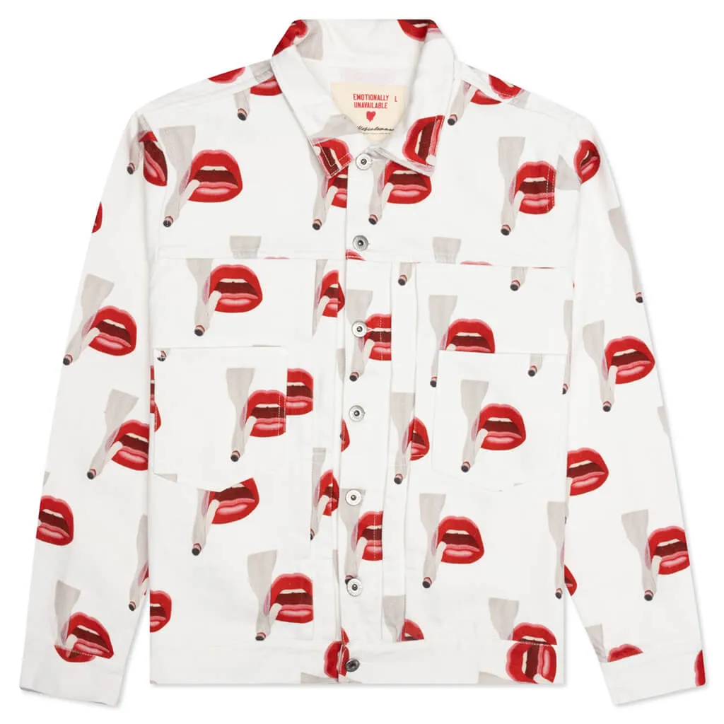 Emotionally Unavailable x Tom Wesselmann Smoking Lips Jacket - White