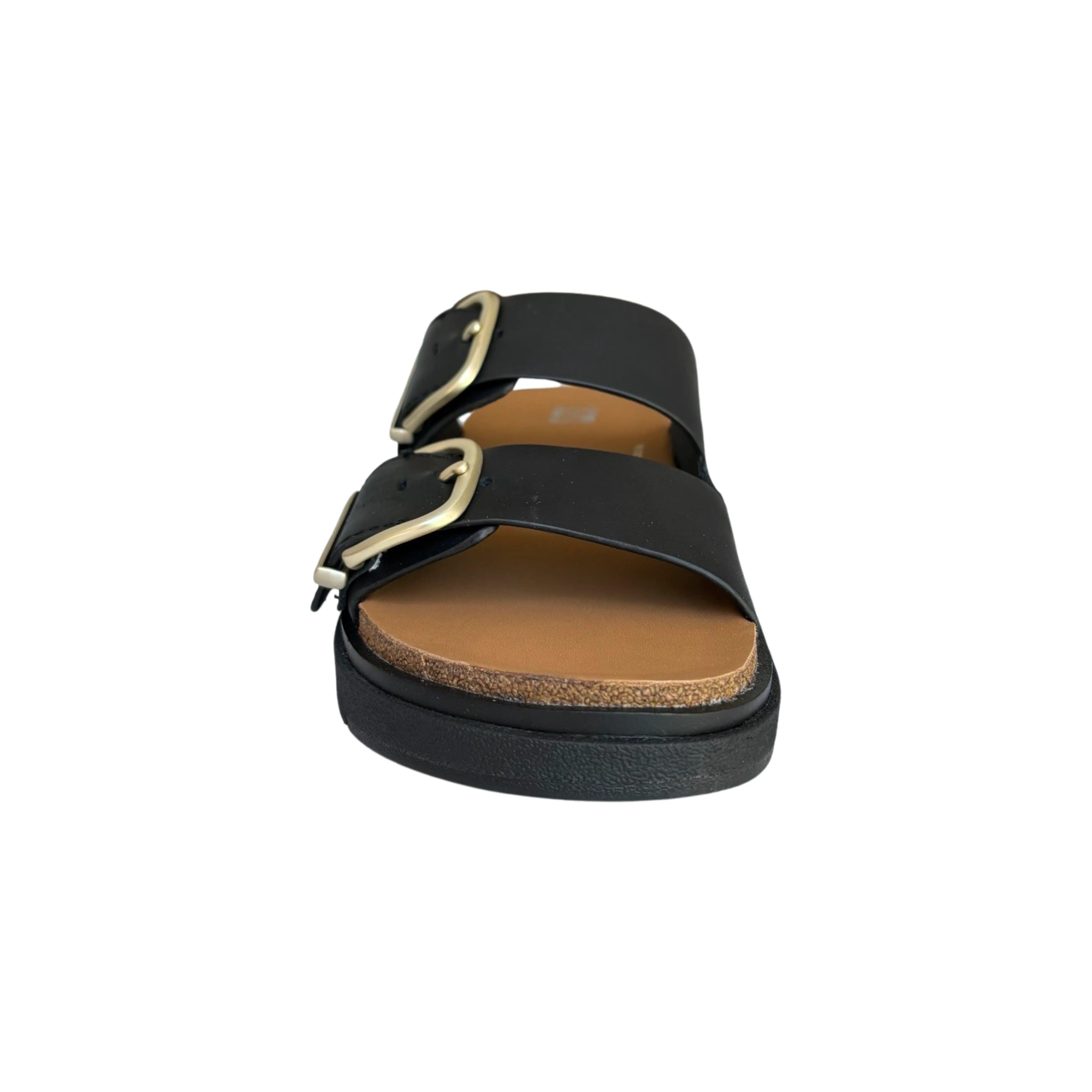 Gen Buckle Two Bar Black Leather Slide