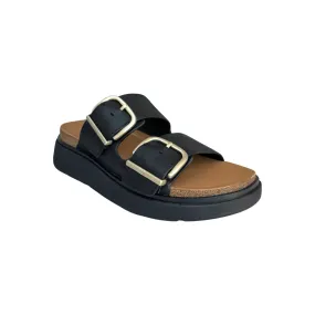 Gen Buckle Two Bar Black Leather Slide