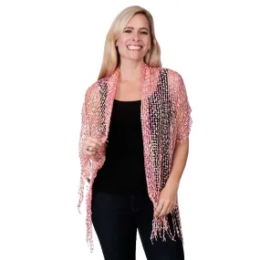 Glitter Scarf with Viscose Fringe