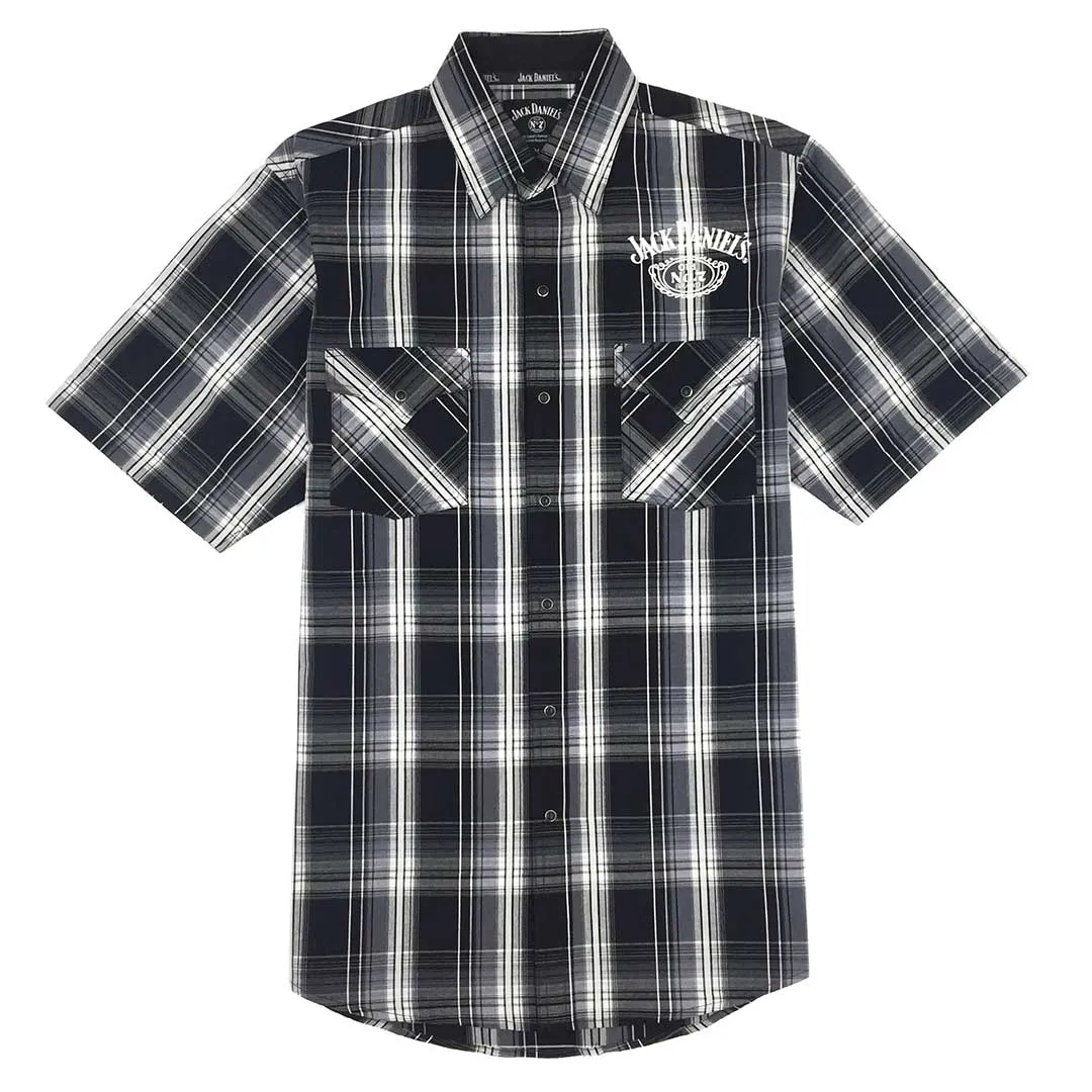 Jack Daniel's Men's Logo Plaid Short Sleeve Shirt