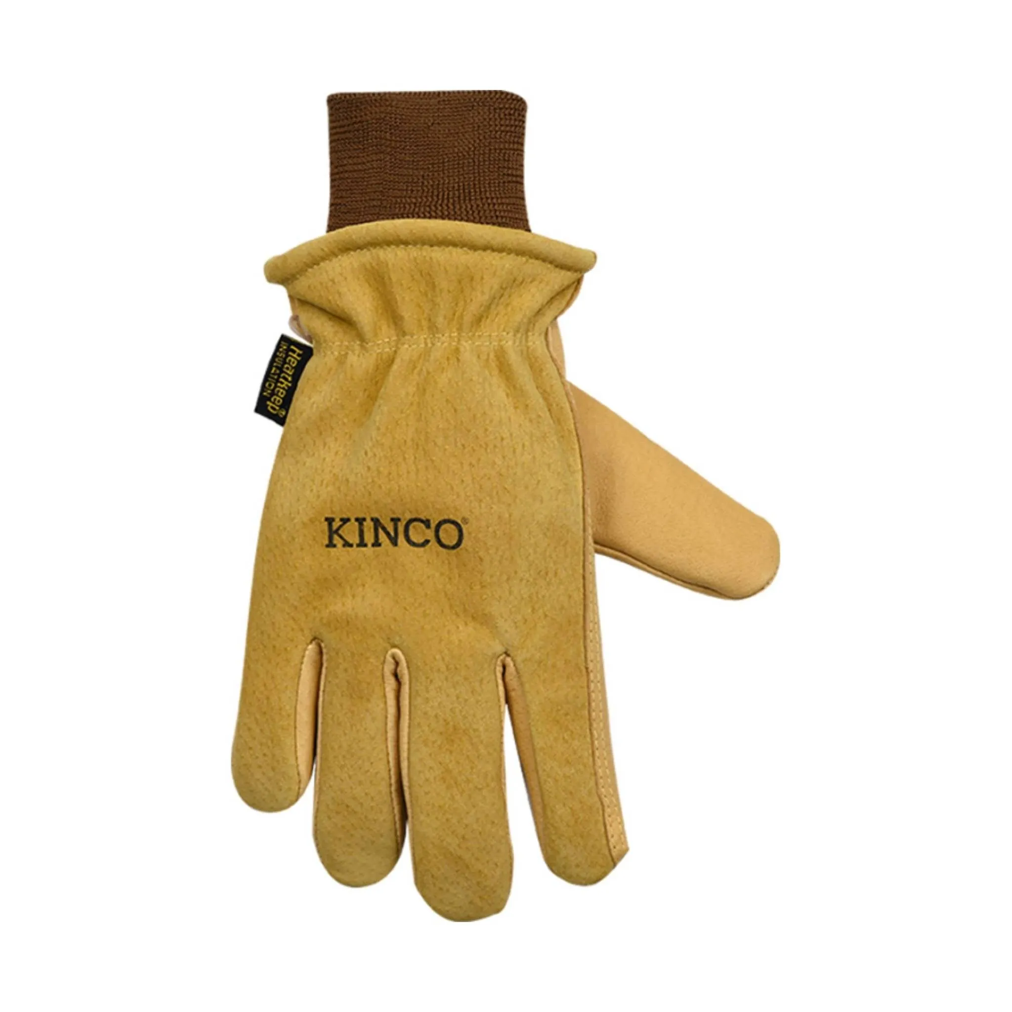 Kinco Men's Lined Premium Grain and Suede Pigskin Driver With Omni Cuff Gloves - Golden