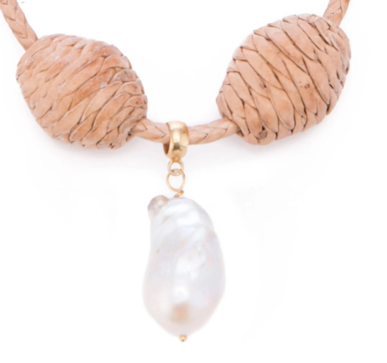 Leather Cord  Bead , Lg Baroque Pearl