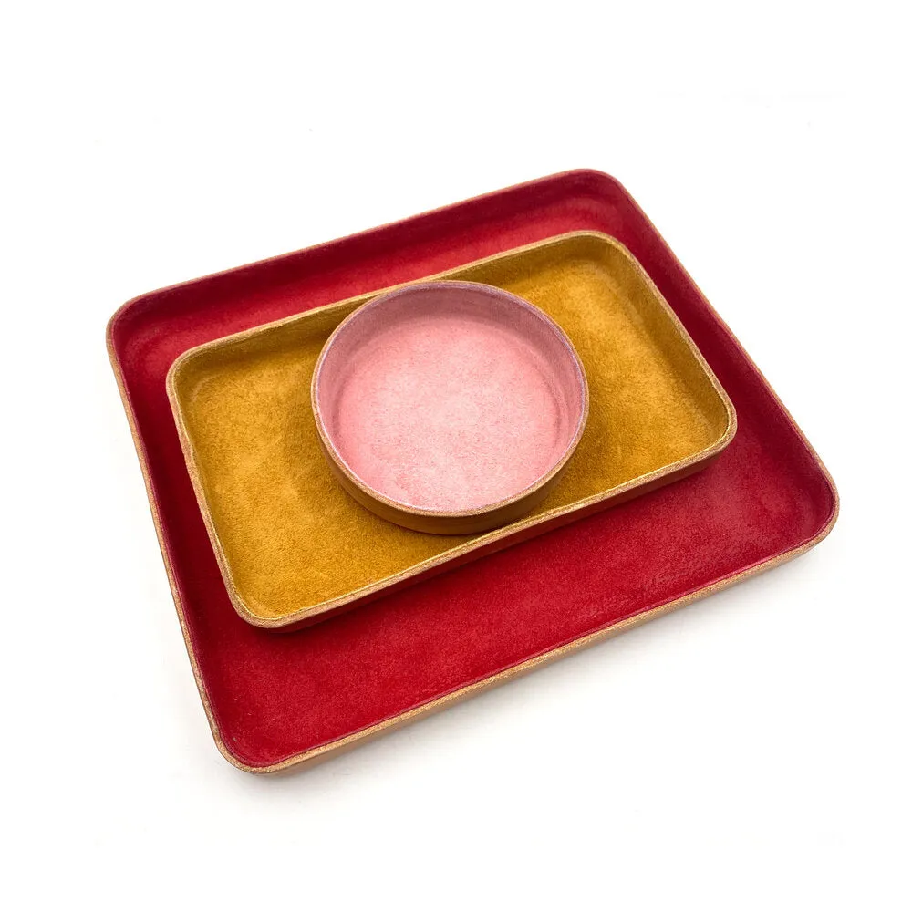 Leather Jewelry Tray, Large Pink