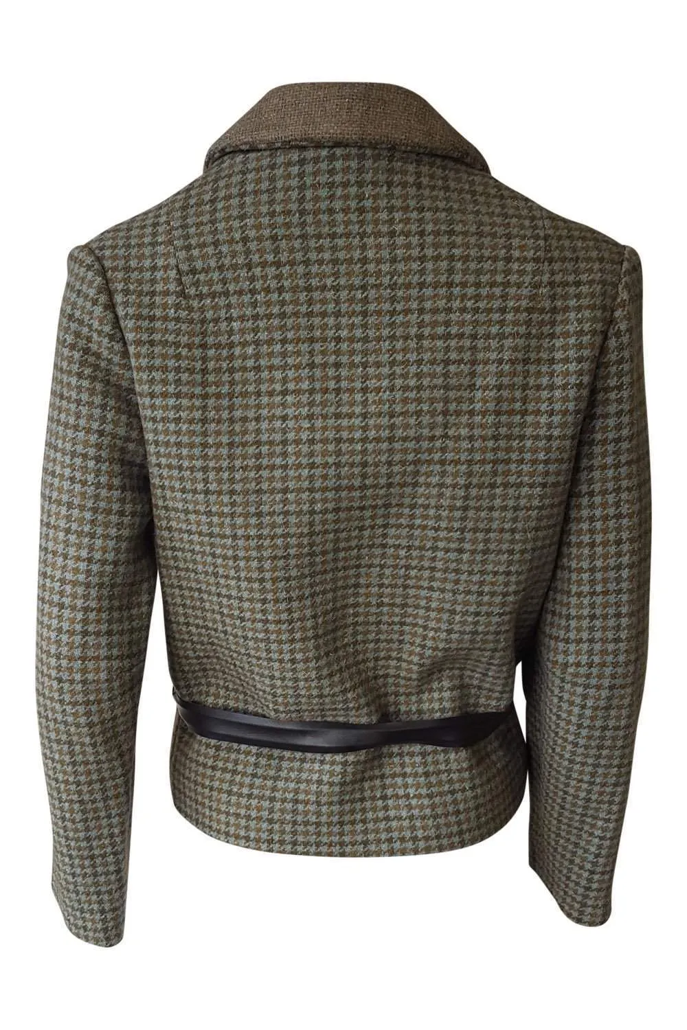 LONDON MAID Vintage Green Dogtooth Check Wool Coat (S)