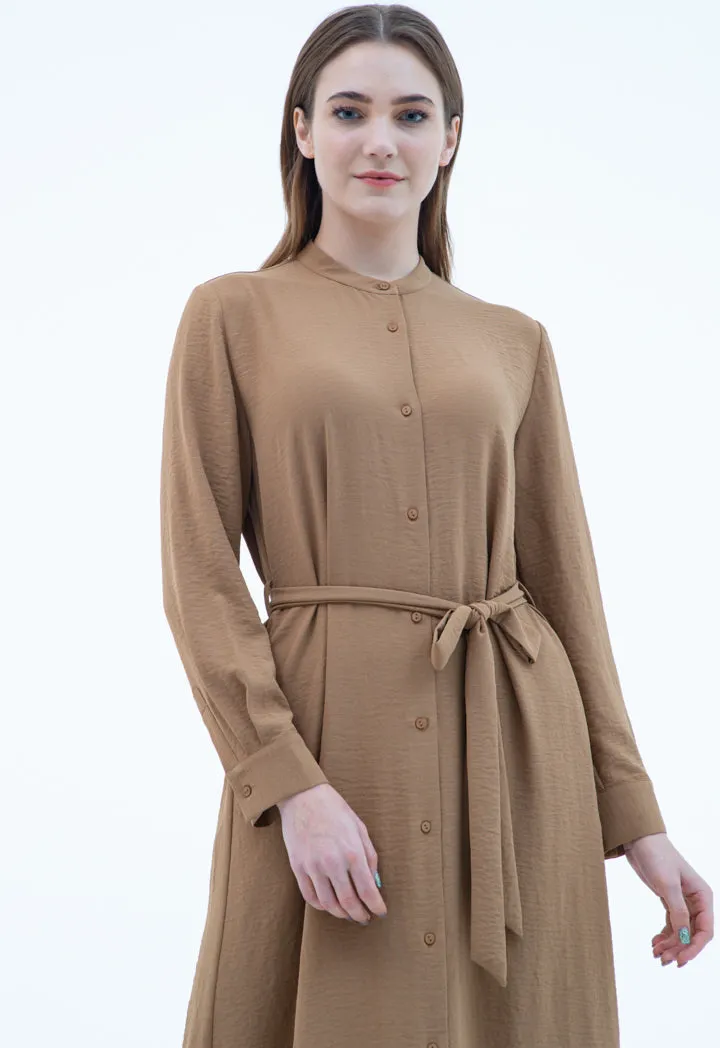 Maxi Shirt Dress With Self-Fabric Belt