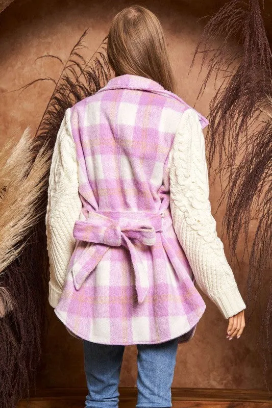 Stylish Multi-Color Plaid Knit Jacket