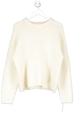 NA-KD Cream Wool Blend Oversized Sweater UK S