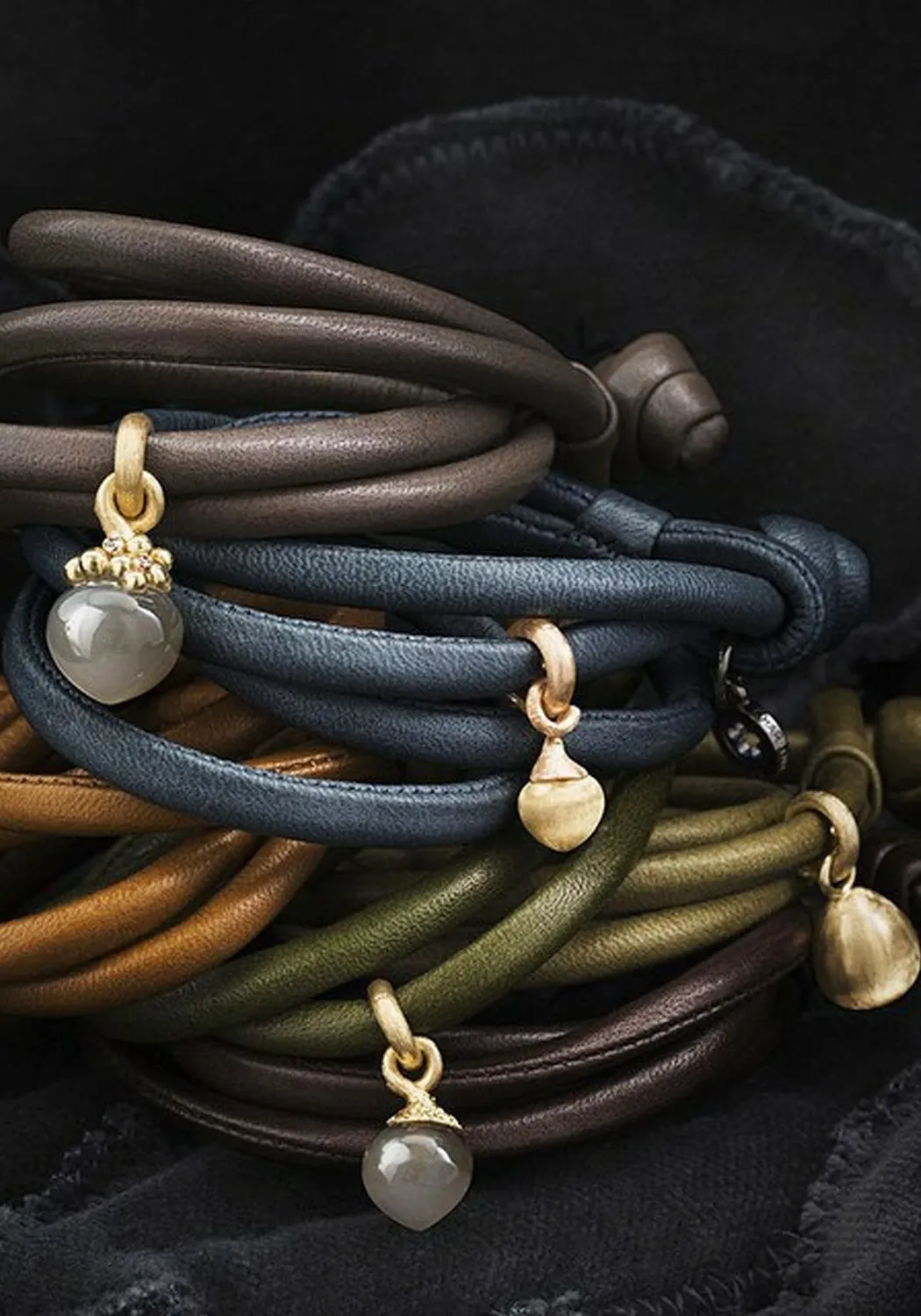 Ole Lynggaard Petrol Leather Bracelet For Sweet Drops