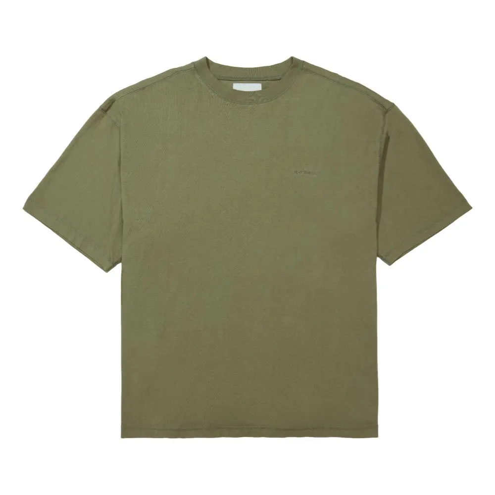 OPEN DIALOGUE OVERLOCK STITCH GARMENT DYE T-SHIRT-OLIVE