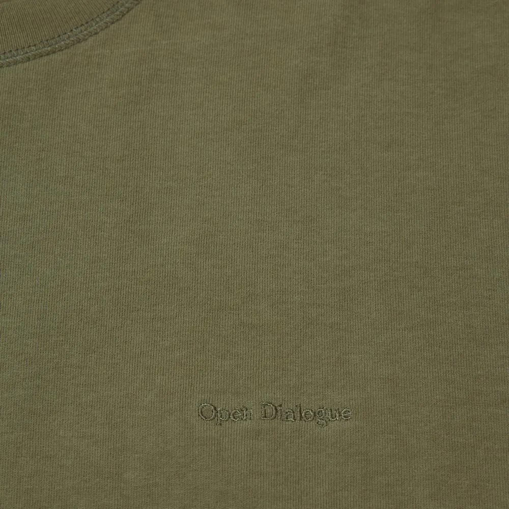 OPEN DIALOGUE OVERLOCK STITCH GARMENT DYE T-SHIRT-OLIVE