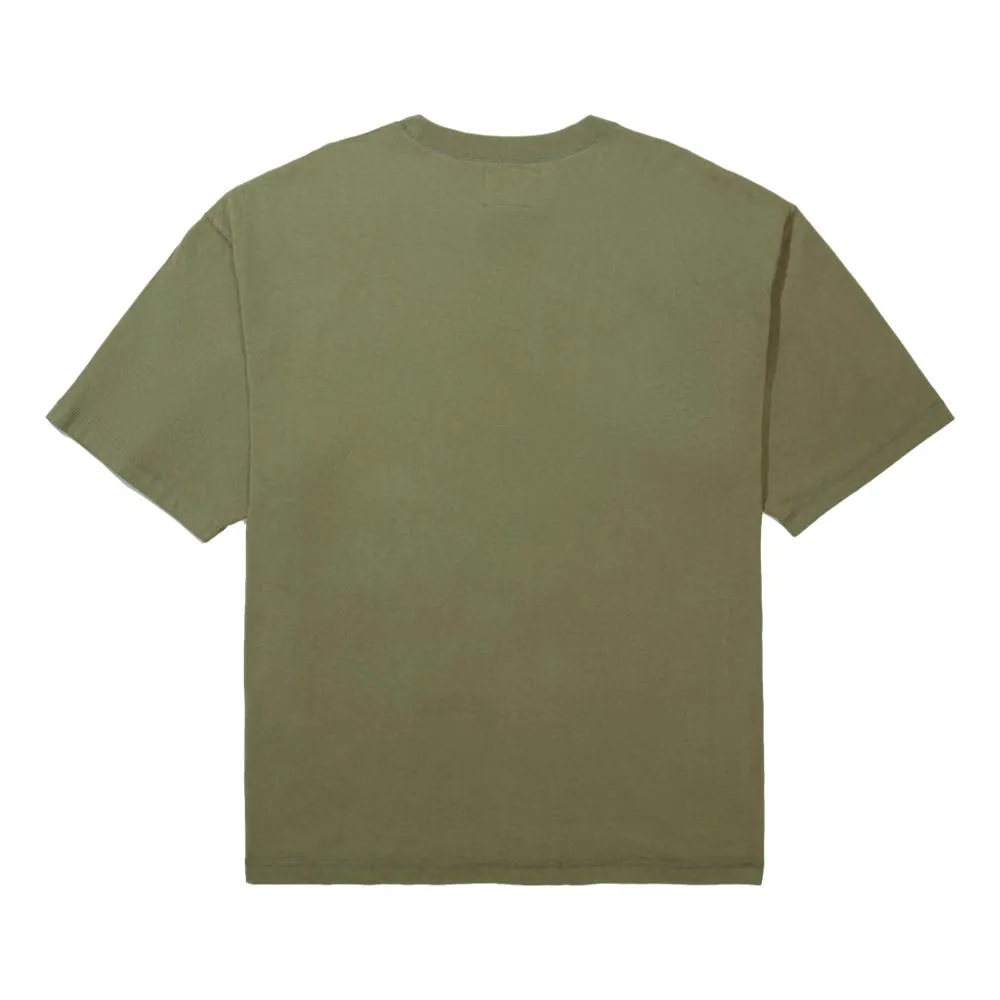 OPEN DIALOGUE OVERLOCK STITCH GARMENT DYE T-SHIRT-OLIVE