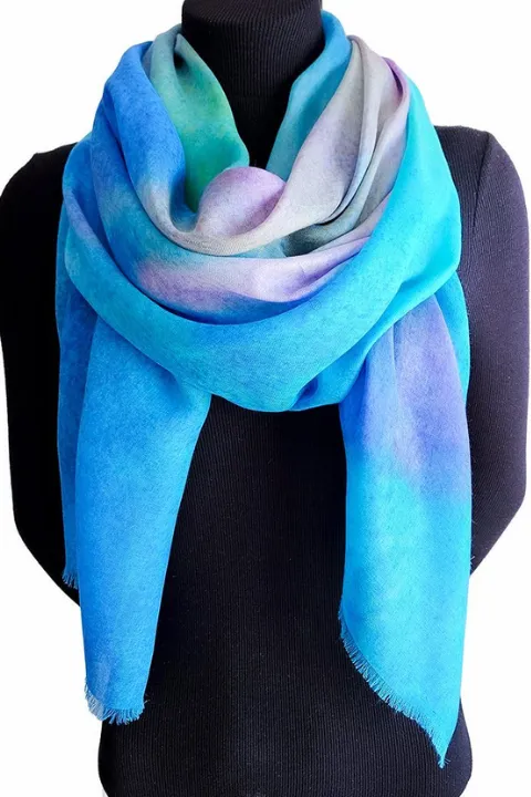 Oversized Square Italian Cashmere Blend Scarf - Behind Glass - Toronto