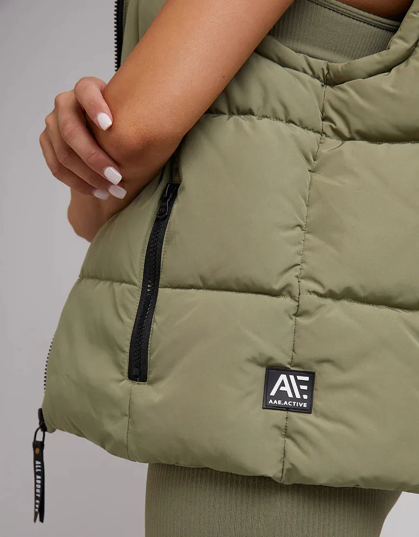 Remi Luxe Puffer Vest Khaki