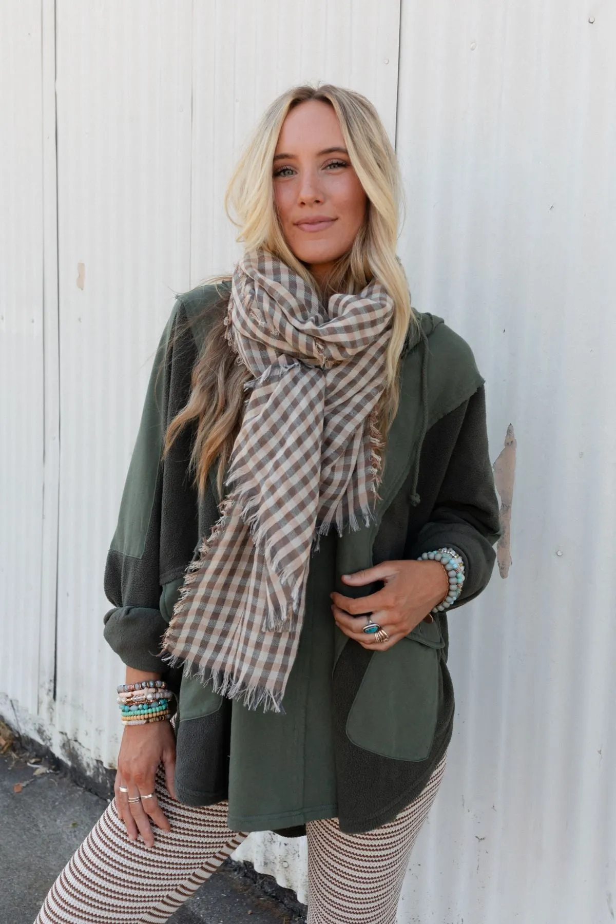 Stagecoach Plaid Scarf - Khaki Multi