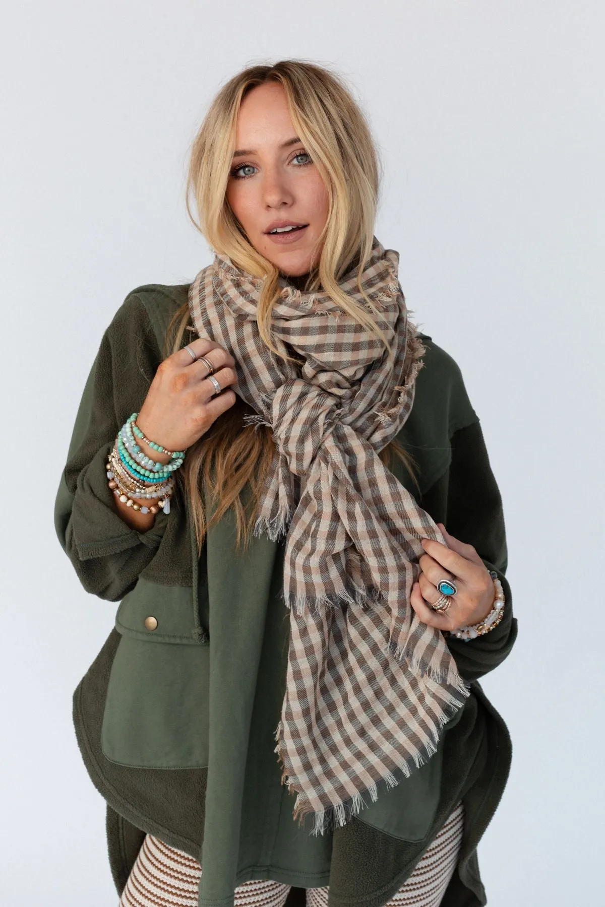 Stagecoach Plaid Scarf - Khaki Multi