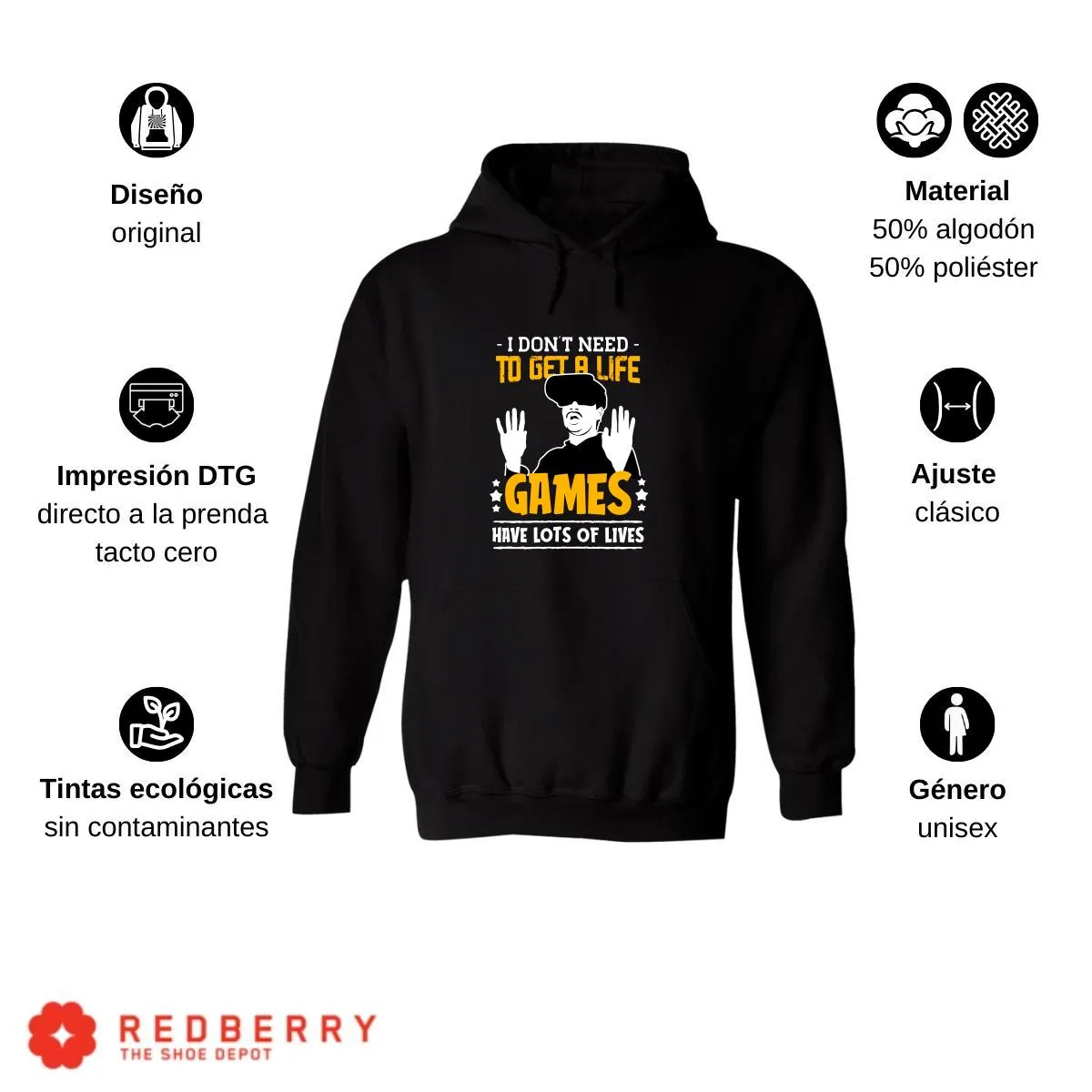 Sudadera Hombre  Hoodie Gamer Videojuegos Frases 098