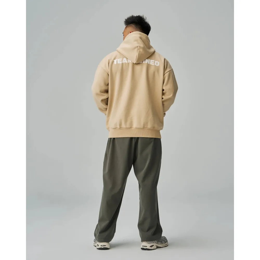 TEAMJOINED JOINED LOGO FLEECE OVERSIZED HOODIE-KHAKI