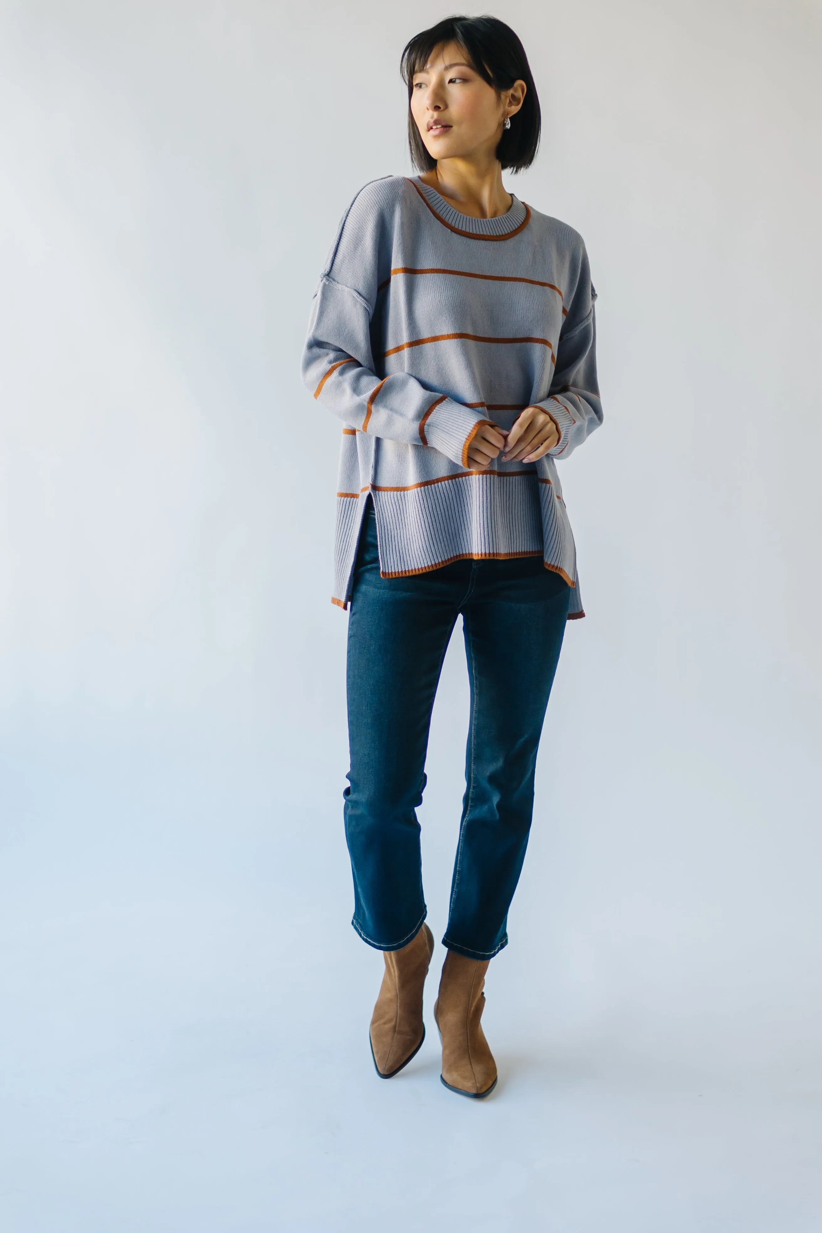 The Borden Striped Sweater in Blue   Tan