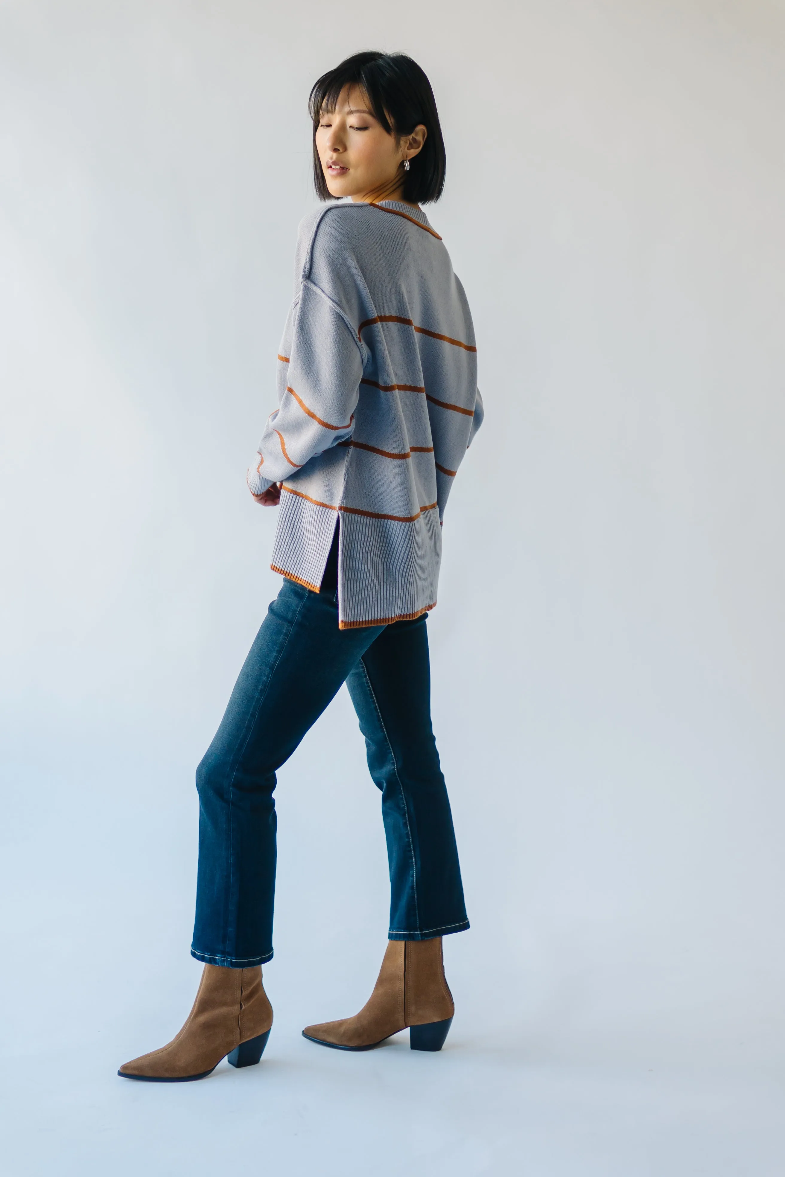 The Borden Striped Sweater in Blue   Tan