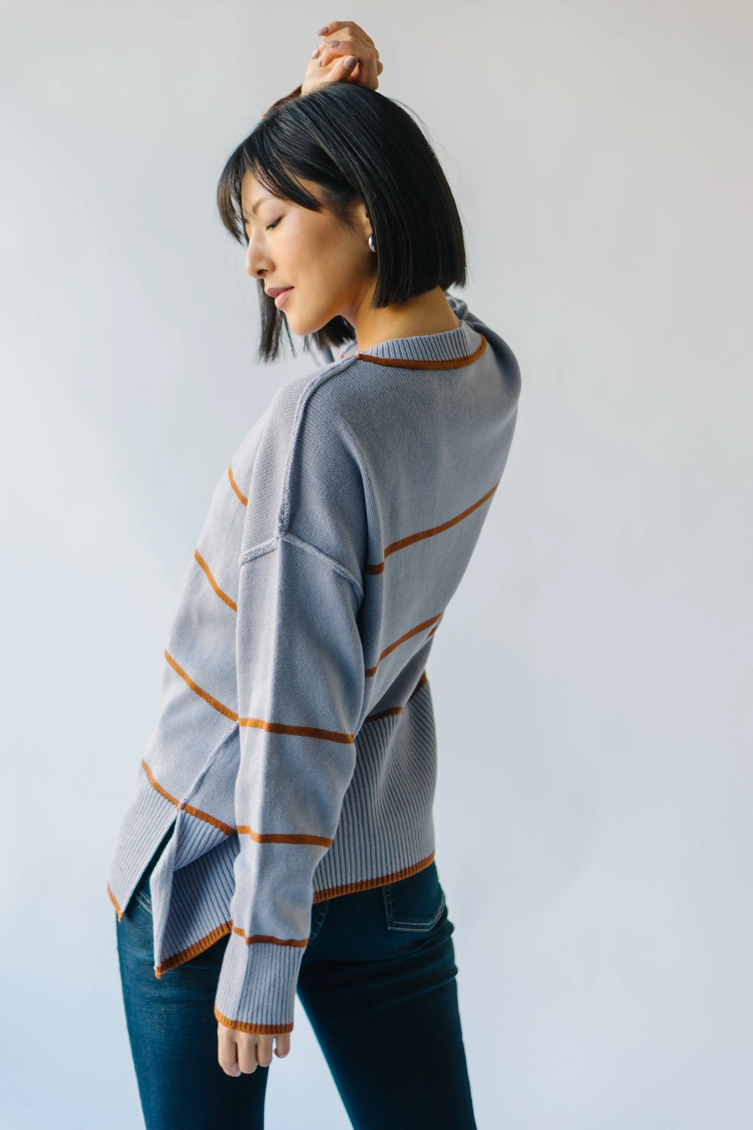 The Borden Striped Sweater in Blue   Tan